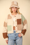 Color Block Textured Knit Cardigan