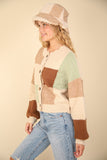 Color Block Textured Knit Cardigan