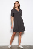 Grey Crepe Woven Shirt Dress