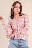 Fitted Floral Casual Knit Top