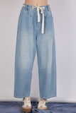 Washed Denim Barrel Jeans