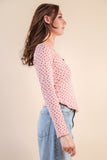 Fitted Floral Casual Knit Top