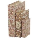 ORANGE FAUX LEATHER FAUX BOOK BOX WITH VARYING PATTERNS