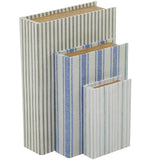 CREAM CANVAS FAUX BOOK BOX WITH VARYING PATTERNS