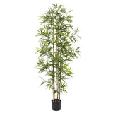 GREEN POLYESTER BAMBOO ARTIFICIAL TREE WITH BLACK PLASTIC POT