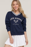 Embroidered V-Neck Sweatshirt