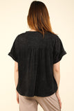 Split Neck Washed Knit Top