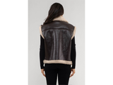 Brown Faux Leather Shearling Vest