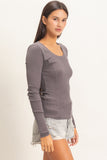 Pigment Dyed Scoop Neck Top