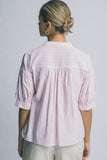 Striped V-Neck Linen Shirt