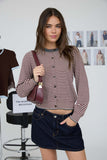 Striped Contrast Trim Knit Cardigan