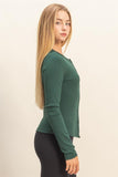 Button Front Ribbed Knit Top