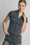 Denim Button Front Top