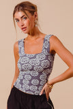 Two Tone Floral Tank Top