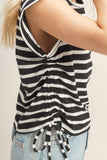 Striped Sleeveless Tie-side Top