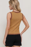 Sleeveless Striped Button Front Sweater