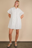 Eyelet Ruffled Mini Shirt Dress