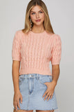 Short Sleeve Cable Knit Sweater