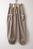 Textured Bow Detail Pants
