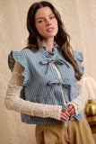 Striped Tie Front Chambray Vest