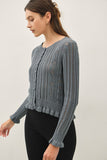 Ruffled Pointelle Cropped Cardigan