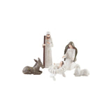 Resin Holy Family W Donkey & Sheep White& Brown