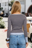 Striped Long Sleeve Boat Neck Sweater