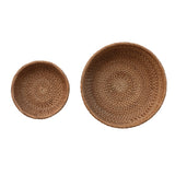 Decorative Hand-woven Rattan Footed Bowls, Natural