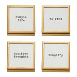 Metal & Glass Frame W/ Easel & Saying, 4 Styles