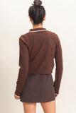 Collared Pointelle Knit Cardigan