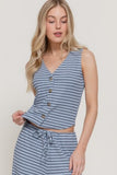 Striped Ribbed V-Neck Vest