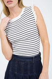 Striped Ruffle Trim Sweater