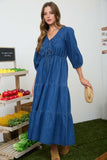 Tiered Denim Midi Dress