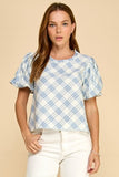 Plaid Puff Sleeve Top