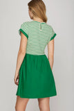 Cap Sleeve Striped Dress