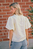 Ivory Embroidered Puff Sleeve Blouse
