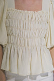 Puff-Sleeve Peplum Top