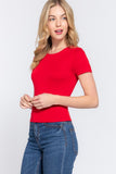 Short Sleeve Double Layer Knit Top
