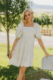 Square Neck Smocked Mini Dress