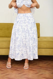 Floral Toile Pleated Midi Skirt