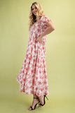 Vintage Floral Tiered Midi Dress