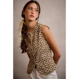 Floral Print Scallop Edged Vest