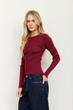 Ribbed Scalloped Button Down Knit Cardigan