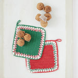 Cotton Crocheted Pot Holder W Contrasting Border