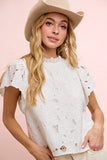 Scalloped Edge Delicate Texture Lace Blouse Top