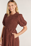 Printed Smocked Midi Dress