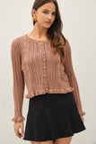 Ruffled Pointelle Cropped Cardigan