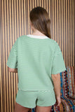 Zig Zag Stripe Pattern Henley Knit Top