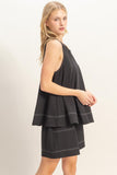 Contrast Stitched A-Line Top