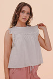 Ruffle Detail Solid Knit Top